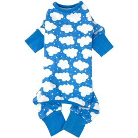 CuddlePup Dog Pajamas Fluffy Clouds (Color: Blue, size: X-Small)