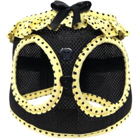 American River Choke Free Dog Harness Polka Dot Collection (Color: Yellow and Black Polka Dot, size: X-Large)