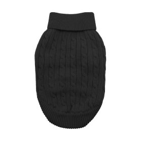 Combed Cotton Cable Knit Dog Sweater (Color: Jet Black, size: large)