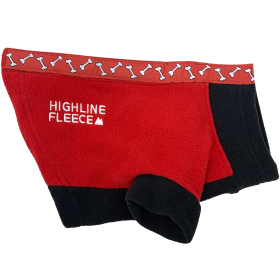 Highline Fleece Dog Coat (Color: Red and Black with Rolling Bones, size: Size 12)