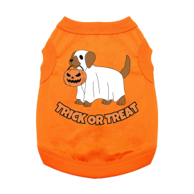 Trick or Treat Pup Dog Shirt (Color: Sunset Orange, size: medium)